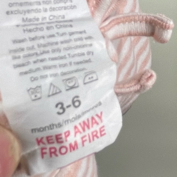 RABBIT+BEAR Pants 3-6m Striped In Peach And White - Picture 4 of 6